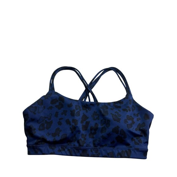 Gap Fit Eclipse Strappy Sports Bra Leopard Print Size S Navy Blue Black - Picture 1 of 5